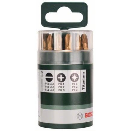 BOSCH 2609255978 - Set mixte de 10 embouts de vissage courts titane (Plat, PH, PZ)