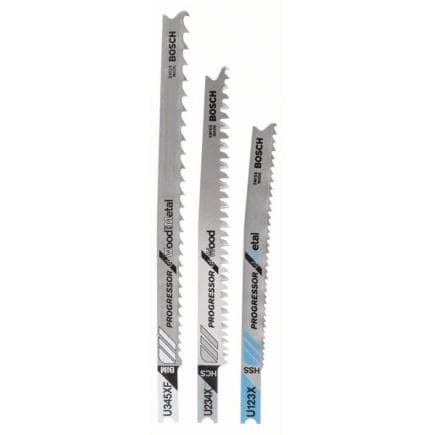 BOSCH 2607010516 - Kit de 3 lames de scie sauteuse à emmanchement en U "Progressors for Wood and Metal"