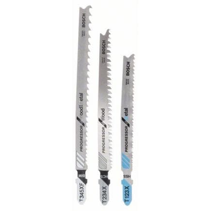BOSCH 2607010515 - Kit de 3 lames de scie sauteuse à emmanchement en T "Progressors for Wood and Metal"