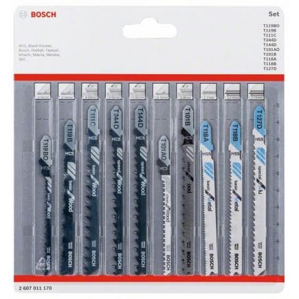 BOSCH 2607011170 - Kit de 10 lames de scie sauteuse à emmanchement en T pour "Wood and Metal"