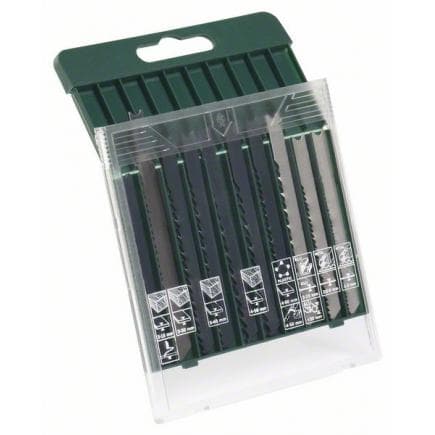 BOSCH 2607019460 - Cassette de 10 lames de scies sauteuses pour le bois, le métal et le plastique (emmanchement en U)