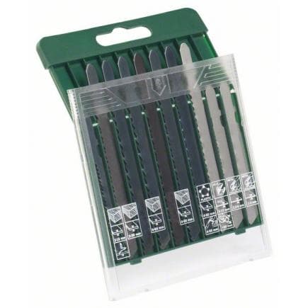 BOSCH 2607019461 - Cassette de 10 lames de scies sauteuses pour le bois, le métal et le plastique (emmanchement en T)