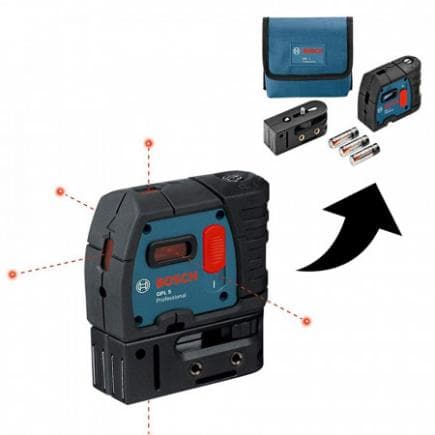 BOSCH 0601066200 - Niveau laser à points professionnel LPG 5 avec 3 piles (AA) et support