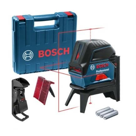 BOSCH 0601066E02 - Laser points et lignes GCL 2-15 Professional dans coffret de transport avec 3 piles (AA) et support rotatif