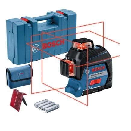 BOSCH 0601063S00 - GLL 3-80 Niveau laser ligne professionnel en mallette avec 4 piles (AA) et panneau cible laser