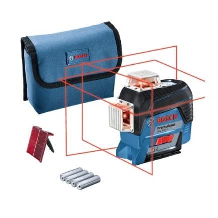 BOSCH 0601063R00 - Laser lignes GLL 3-80 C Professional avec 4 piles (AA) et adaptateur