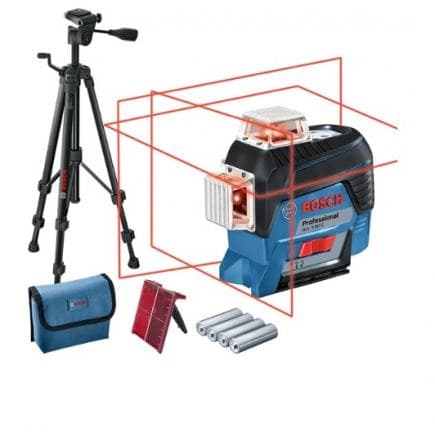 BOSCH 0601063R01 - Laser lignes GLL 3-80 C Professional avec 4 piles (AA) et trépied