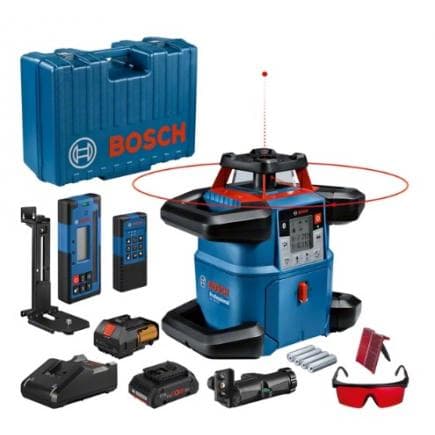 BOSCH 0601061F00 - Laser rotatif GRL 600 CHV Professional dans coffret de transport avec 1 batterie Li-Ion ProCORE18V 4.0Ah et cellule de réception