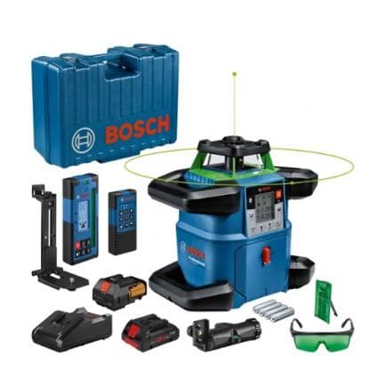 BOSCH 0601061V00 - Laser rotatif GRL 650 CHVG Professional dans coffret de transport avec 1 batterie Li-Ion ProCORE18V 4.0Ah et cellule de réception