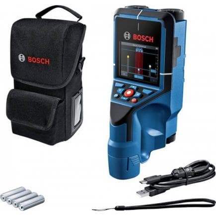 BOSCH 0601081600 - Detecteur Wallscanner D-tect 200 C Professional avec 4 batteries (AA) et ensembles d'accessoires