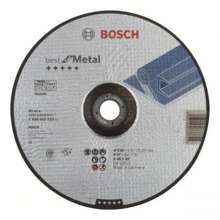 BOSCH 2608603523 - Disque à tronçonner à moyeu déporté "Best for Metal - Rapido A 46 V BF"