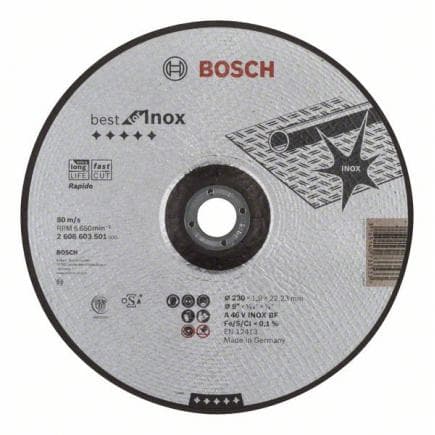 BOSCH 2608603501 - Disque à tronçonner à moyeu déporté "Best for Inox - Rapido A 46 V INOX BF"