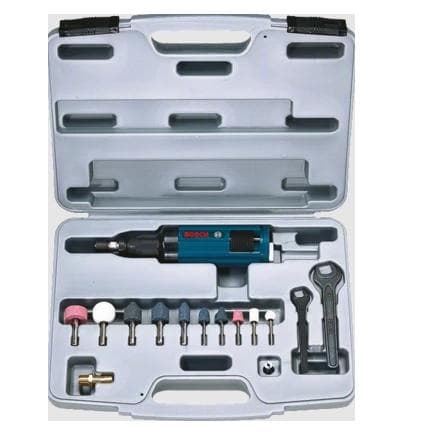 BOSCH 0607260110 - Ensemble de meuleuse droite avec mallette de transport pratique et 10 meules montées