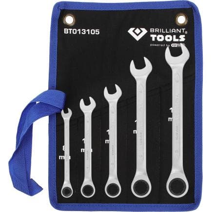 BRILLIANT TOOLS BT013105 - Jeu de clés polygonales à cliquet 8 - 19 mm (5 pcs.)