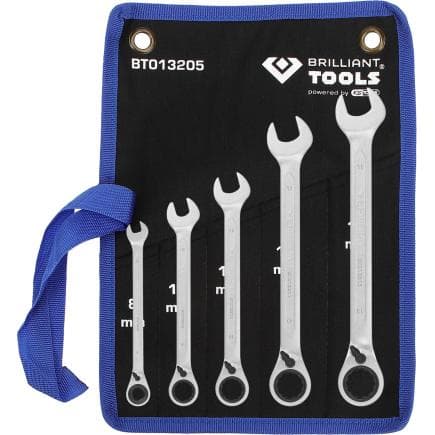 BRILLIANT TOOLS BT013205 - Jeu de clés polygonales à cliquet réversible 8 - 19 mm (5 pcs.)