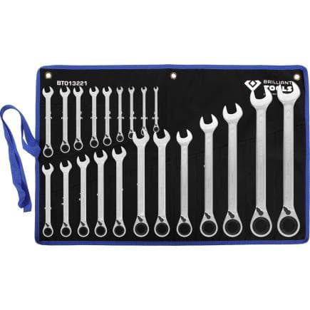 BRILLIANT TOOLS BT013221 - Jeu de clés polygonales à cliquet réversible 6 - 32 mm (21 pcs.)