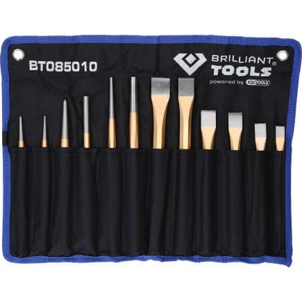 BRILLIANT TOOLS BT085010 - Jeu de burins et de chasses (12 pcs.)