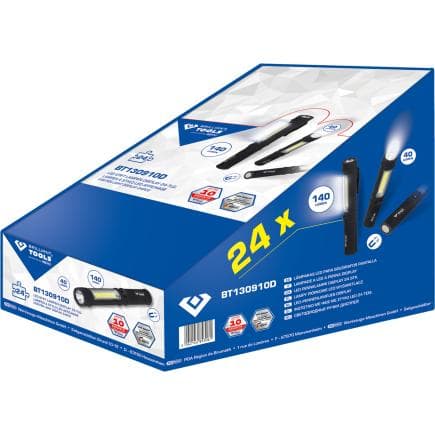 BRILLIANT TOOLS BT130910D - Lampe torche COB 2 en 1 display (24 pcs.)