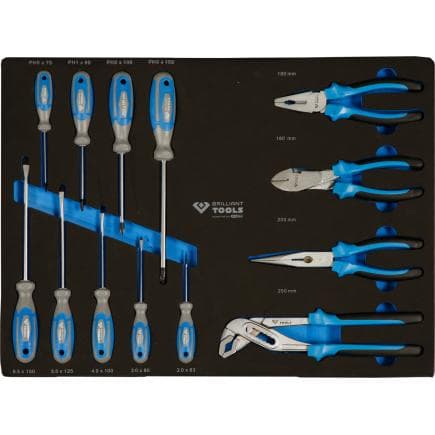 BRILLIANT TOOLS BT158013 - Insert en mousse avec 13 tournevis et pinces
