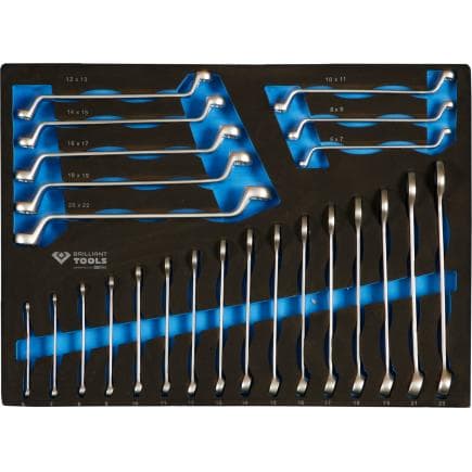 BRILLIANT TOOLS BT158024 - Insert en mousse avec 24 clés mixtes et clés polygonales doubles