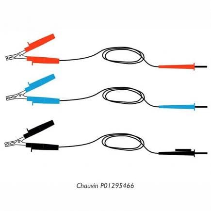 CHAUVIN ARNOUX P01295466 - Set of 3 safety leads with red, blue and black HV crocodile clips with rear connection