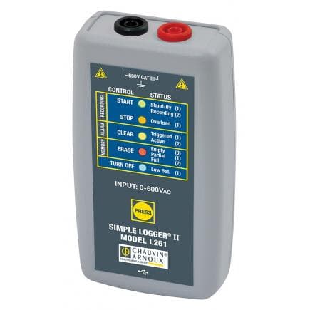 CHAUVIN ARNOUX P01157040 - Enregistreur avec 2 entrées pour tension jusqu'à 600V DC TRMS L261