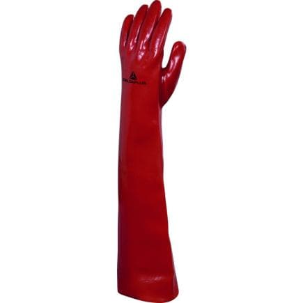 DELTA PLUS PVCC60010 - Gant chimique rouge qui protège tout le bras des huiles