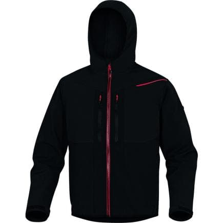 DELTA PLUS HOR2LNR3X - Veste Softshell stretch légère coupe-vent et déperlante noir/rouge