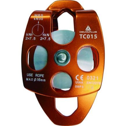 DELTA PLUS TC015 - Double poulie à flasques oscillantes, pour les travaux sur corde