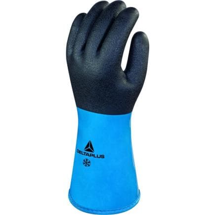 DELTA PLUS VV837BL09 - Gant chimique résistant au froid pvc/nitrile, bleu