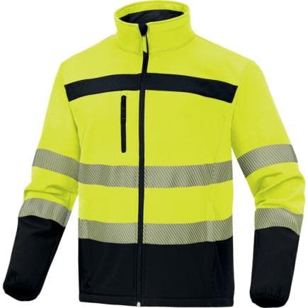 DELTA PLUS LU2HVJAXX - Veste softshell coupe-vent et déperlante, haute visibilité classe 2, jaune fluo-bleu marine