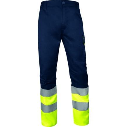 DELTA PLUS M1PA2HVCL1JATM - Pantalon haute visibilité multipoches, classe 1, JAUNE NÉON-BLEU MARINE