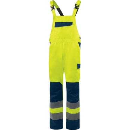 DELTA PLUS M1SA2HVJAXX - Combinaison de sécurité haute visibilité multipoches, classe 2, JAUNE FLUORESCENT-BLEU MARINE