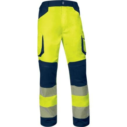 DELTA PLUS M2PA3STRHVJAXG - Pantalon stretch multipoches haute visibilité classe 2 BLEU FLUO MARINE