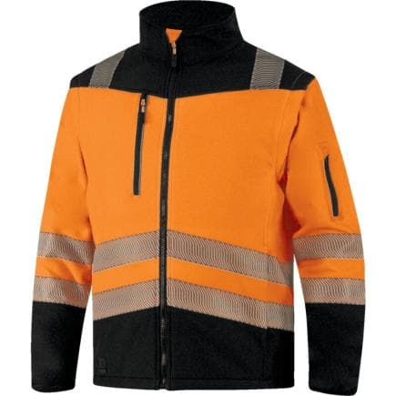 DELTA PLUS SOCHVORGT - Veste softshell haute visibilité classe 2 avec manches amovibles SOCCIAHV orange fluorescent et noir