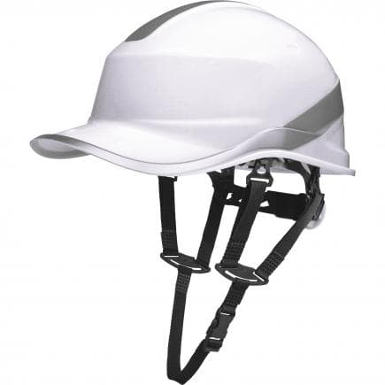 DELTA PLUS DIAM5UPBCFL - Casque de chantier blanc abs style casquette baseball avec jugulaire et serrage rotor
