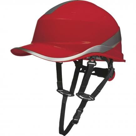 DELTA PLUS DIAM5UPROFL - Casque de chantier rouge abs style casquette baseball avec jugulaire et serrage rotor