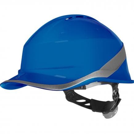 DELTA PLUS DIAM6WTRBL - Casque de chantier bleu ventilé forme casquette baseball avec serrage rotor