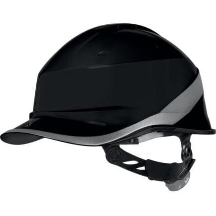 DELTA PLUS DIAM6WTRNO - Casque de chantier noir ventilé forme casquette baseball avec serrage rotor