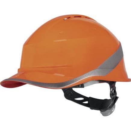 DELTA PLUS DIAM6WTRORFL - Casque de chantier orange ventilé forme casquette baseball avec serrage rotor
