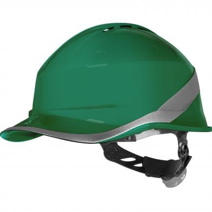 DELTA PLUS DIAM6WTRVEFL - Casque de chantier vert ventilé forme casquette baseball -avec serrage rotor