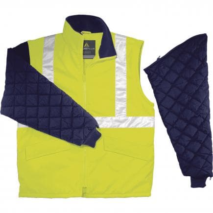 DELTA PLUS FREEWHVJAGT - Veste haute visibilité jaune fluo manches amovibles