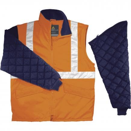 DELTA PLUS FREEWHVORTM - Veste haute visibilité orange fluo manches amovibles