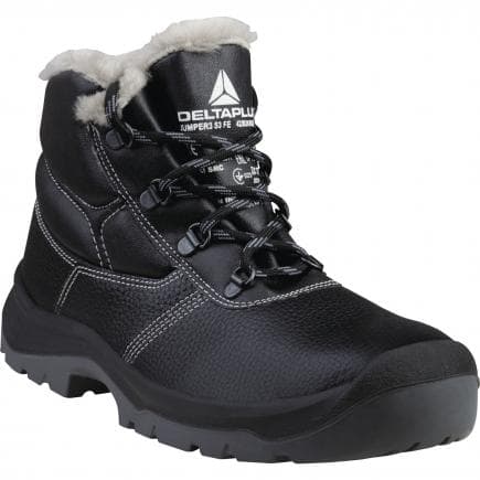 DELTA PLUS JUMP3S3FENO47 - Chaussures hautes noir cuir croupon pigmenté avec doublure fourrure - s3 ci src