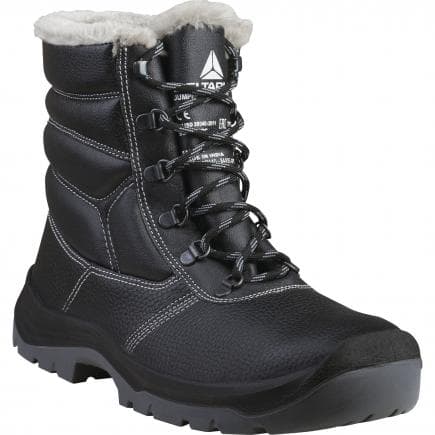 DELTA PLUS JUMP3S3HCNO41 - Chaussures hautes cuir croupon pigmenté noir avec doublure fourrure - s3 ci src