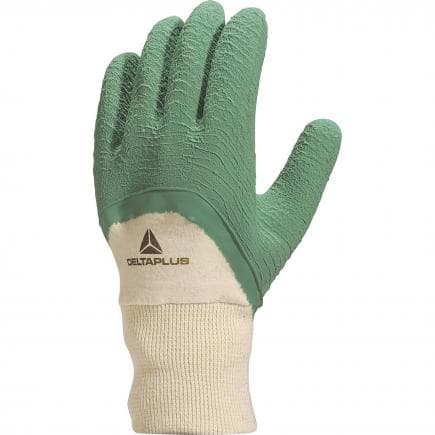 DELTA PLUS LA50010 - Gant latex crepe vert support coton dos aere (lot muliple)