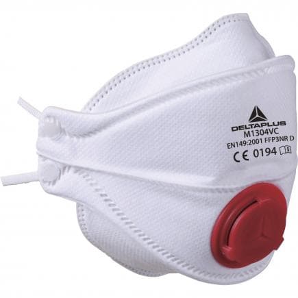 DELTA PLUS M1304VC - Boite 10 demi-masques jetables ffp3 pliables 4 volets avec valve