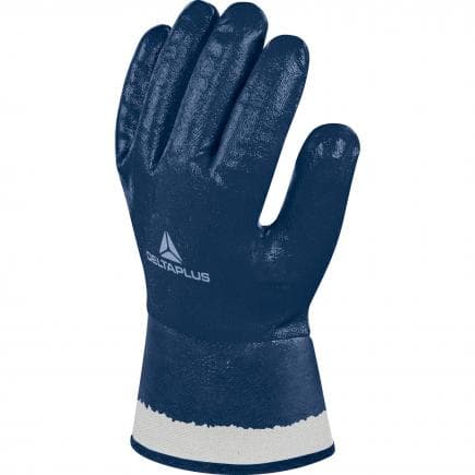 DELTA PLUS NI17510 - Gant bleu tout enduit nitrile - manchette toile 6 cm (lot muliple)