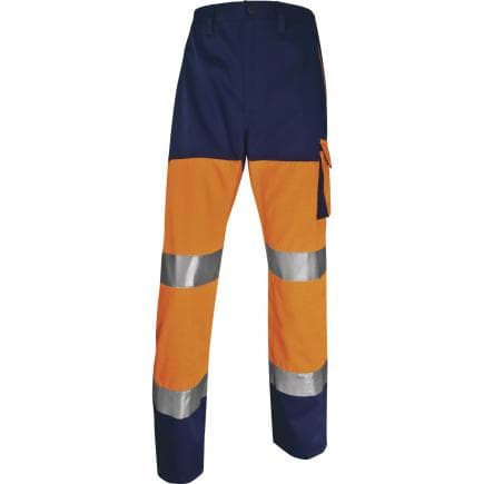 DELTA PLUS PHPA2OMXG - Pantalon de travail haute visibilité panostyle orange fluo-bleu marine en polyester / coton
