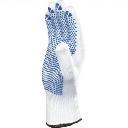DELTA PLUS PM16007 - Gant tricot blanc 100% polyamide - picots pvc 1 face - jauge 13 (lot muliple)